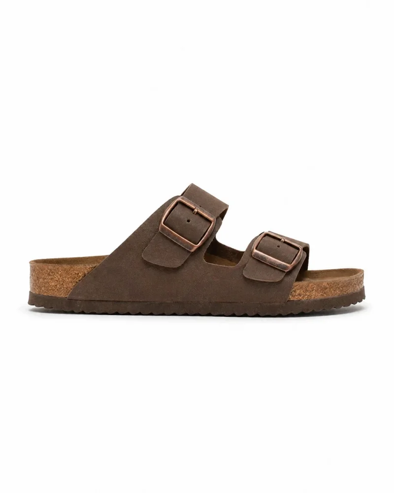 Çift Tokalı Fuga Comfort Unisex Terlik – Kahve