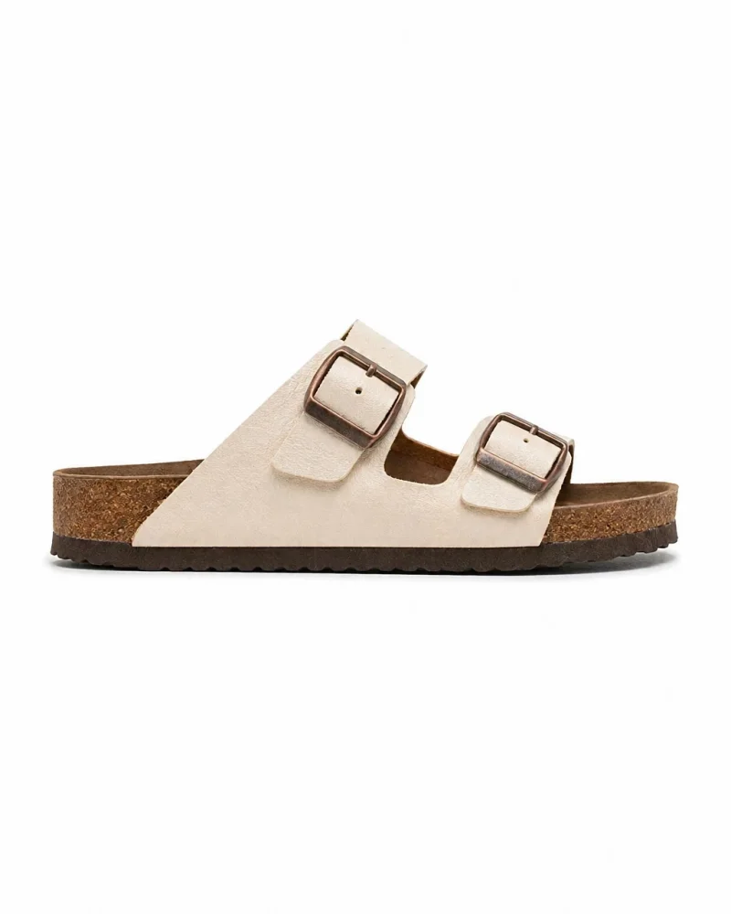 Çift Tokalı Fuga Comfort Unisex Terlik – Bej