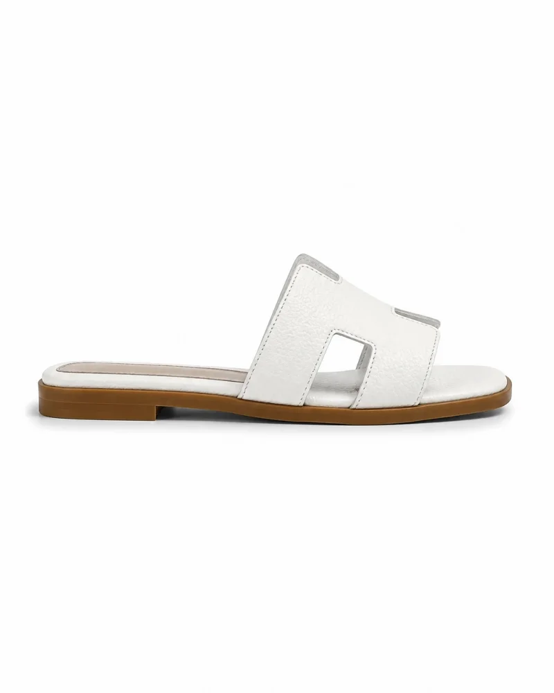 Palmira White Open Side Womens Slippers for Outdoor and Indoor Use