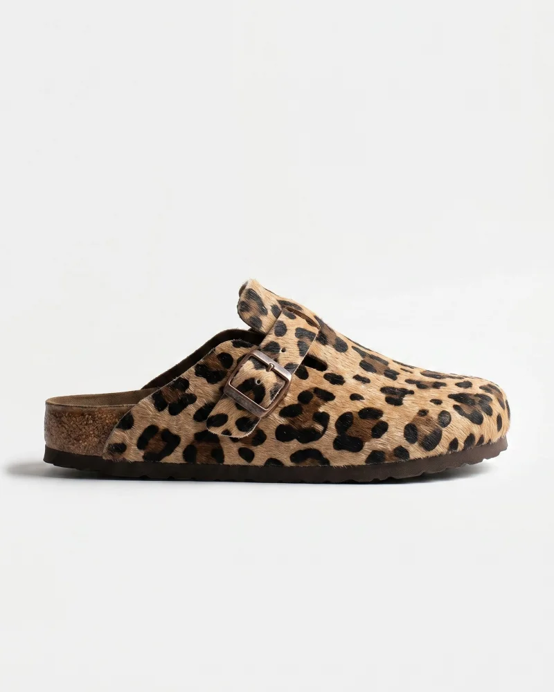 Doston Slippers Comfortable Sole, City Style - Leopard Coffee