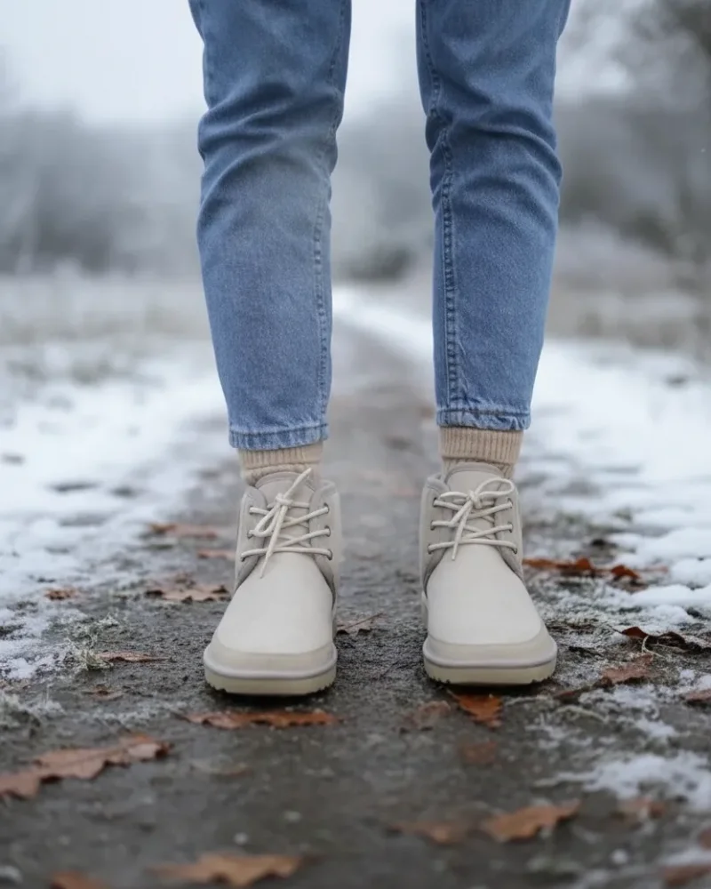 Lace-up Winter Suede Fur Lined Womens Boots - Beige