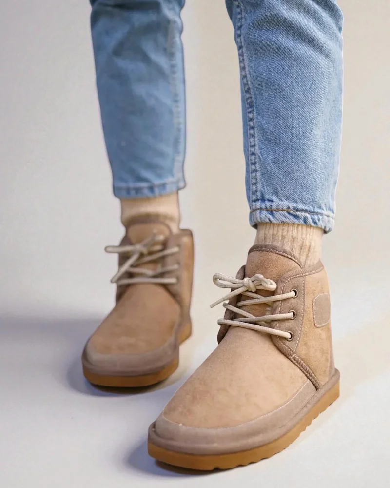 Lace-Up Winter Suede Womens Fur-Lined Boots - Vizon