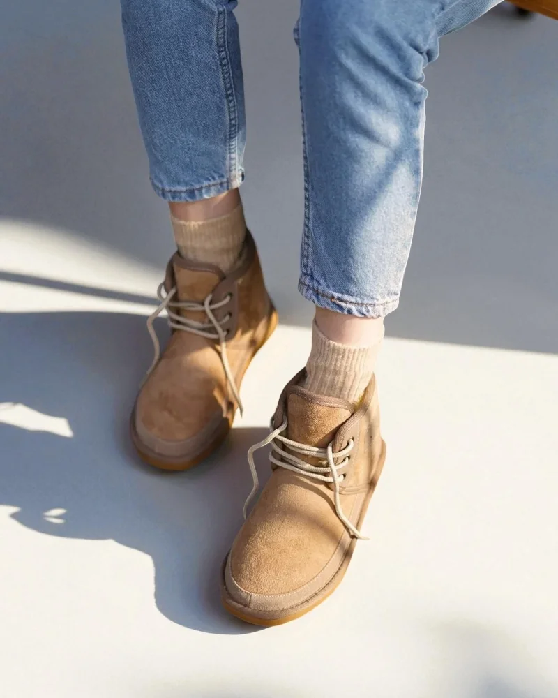 Lace-Up Winter Suede Womens Fur-Lined Boots - Vizon