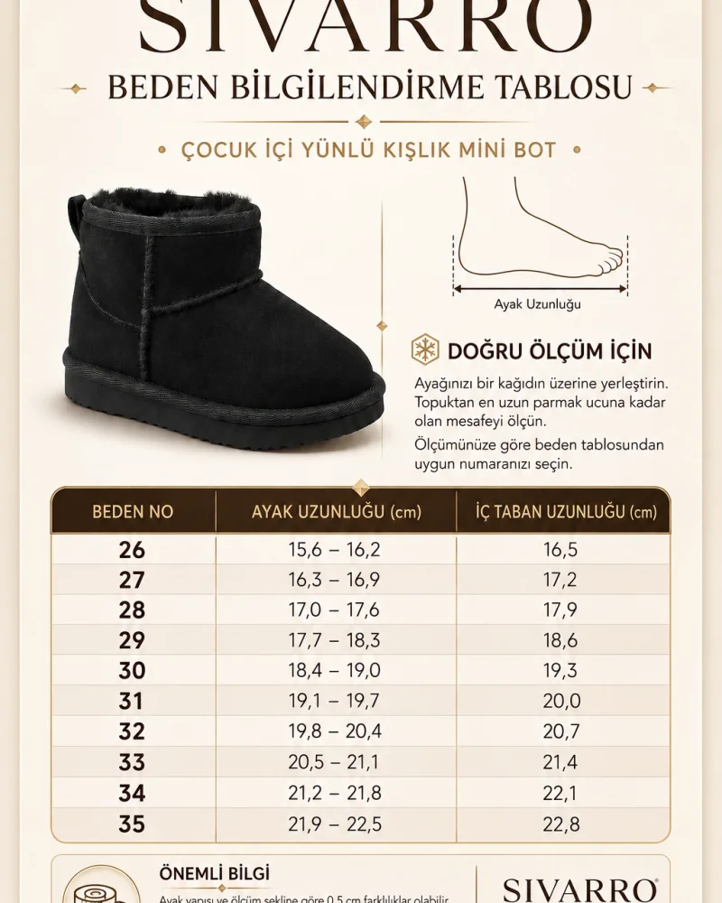 Çocuk İçi Yünlü Kışlık Mini Bot - Siyah