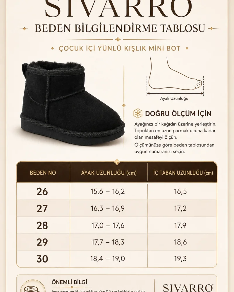 Çocuk İçi Yünlü Kışlık Mini Bot - Siyah