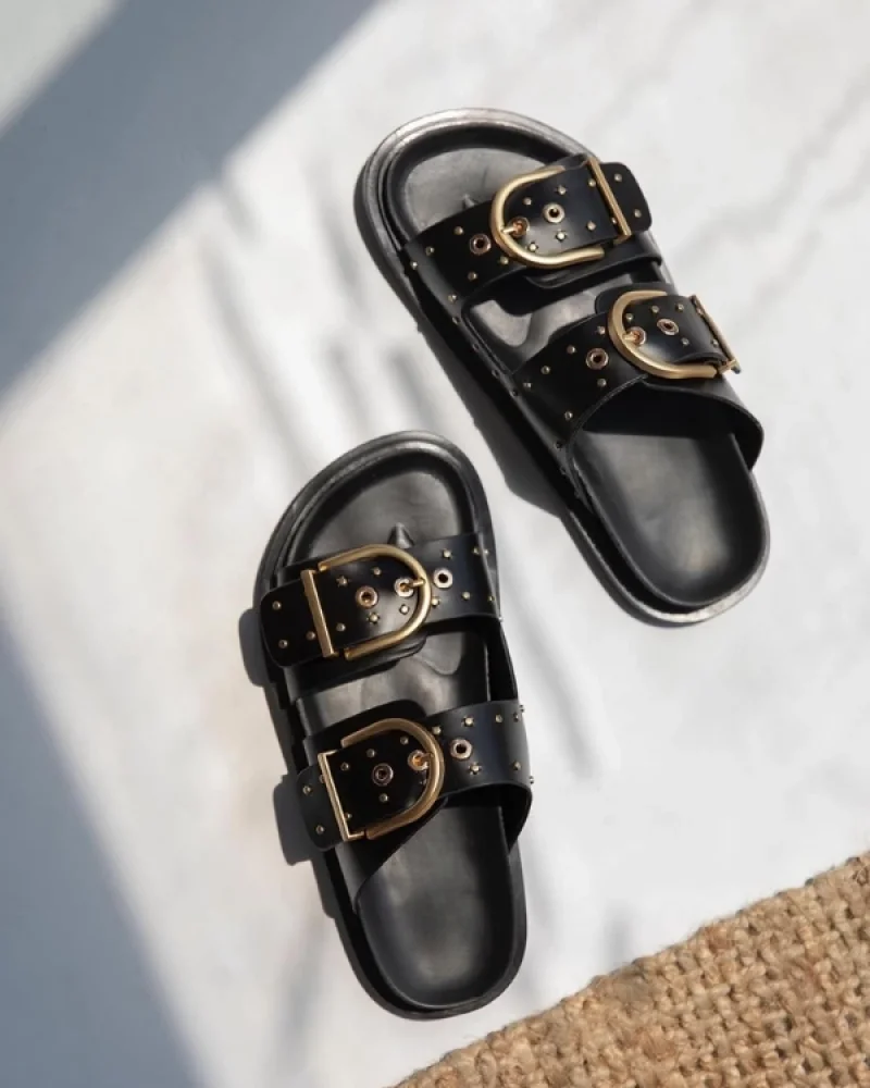 Forster Womens Stud Detail Slippers Black