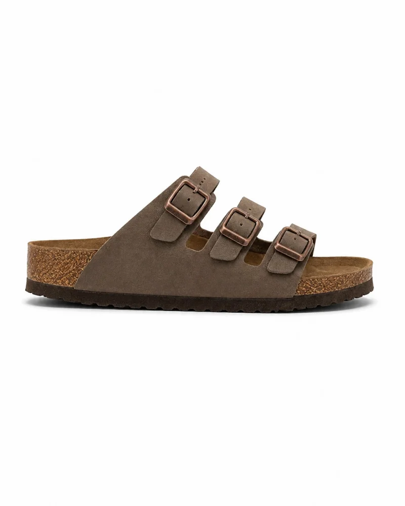 Women 3 Buckle Anatomical Sole Slippers Comfortable Casual Summer - Mink