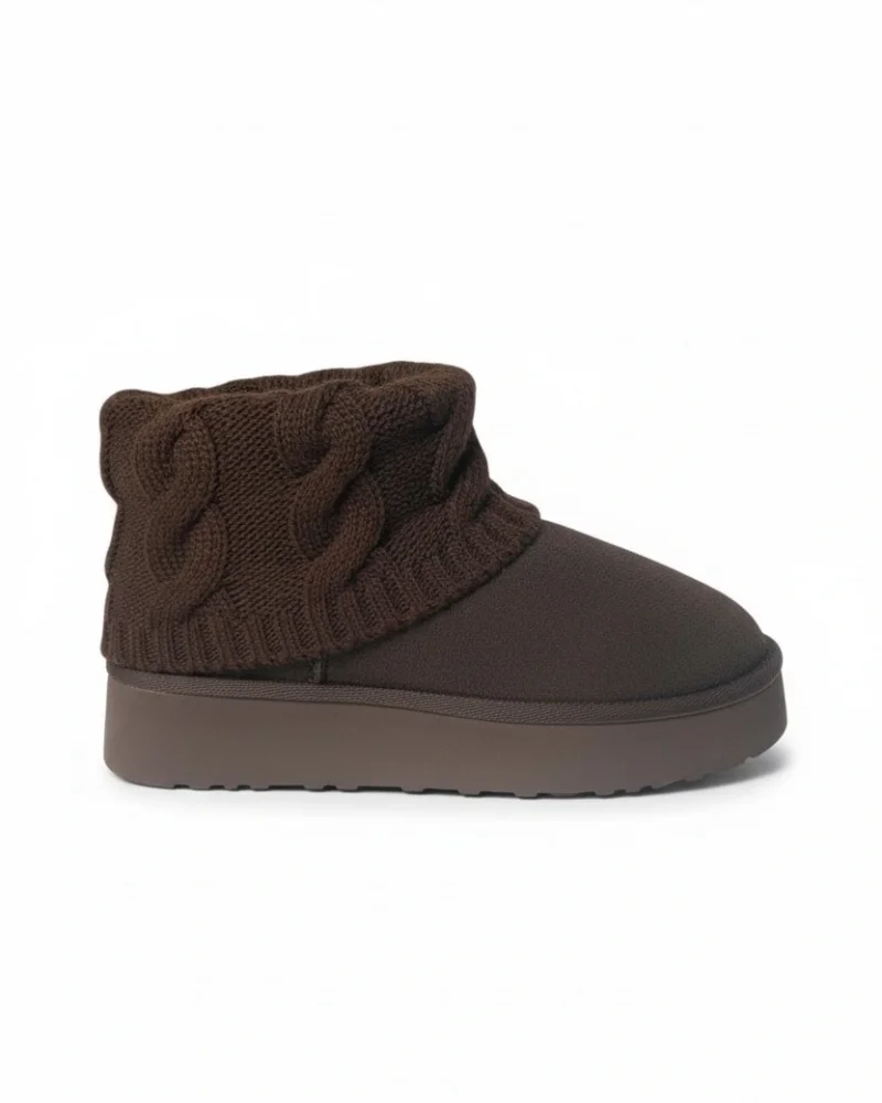 Kazaklı Suede Thick Sole Winter Fur-Lined Womens Boots - Brown