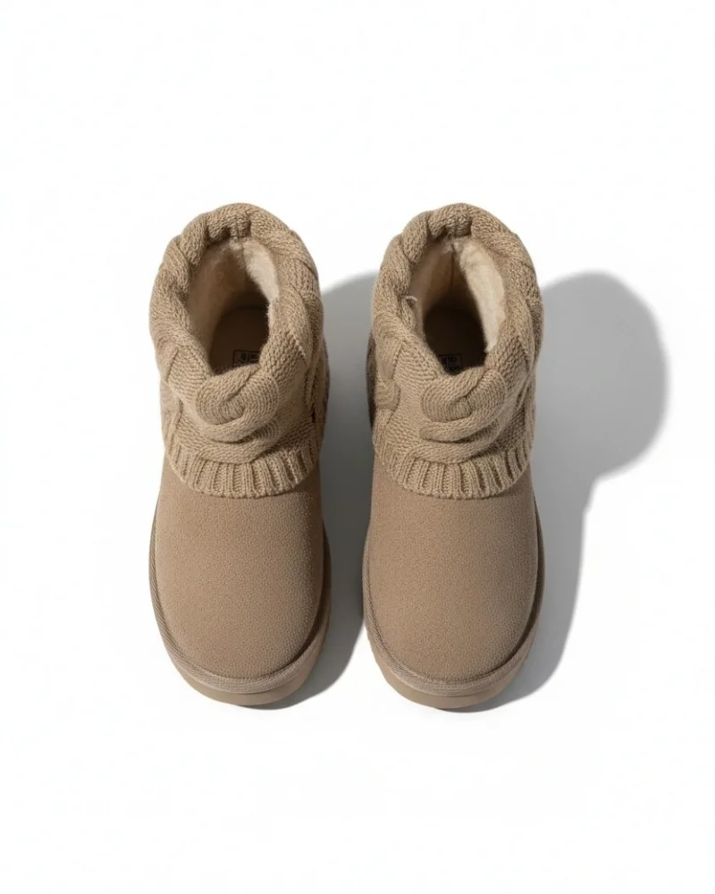 Suede Womens Boot with Sweater, Thick Sole and Fur Lining for Winter - Vizon