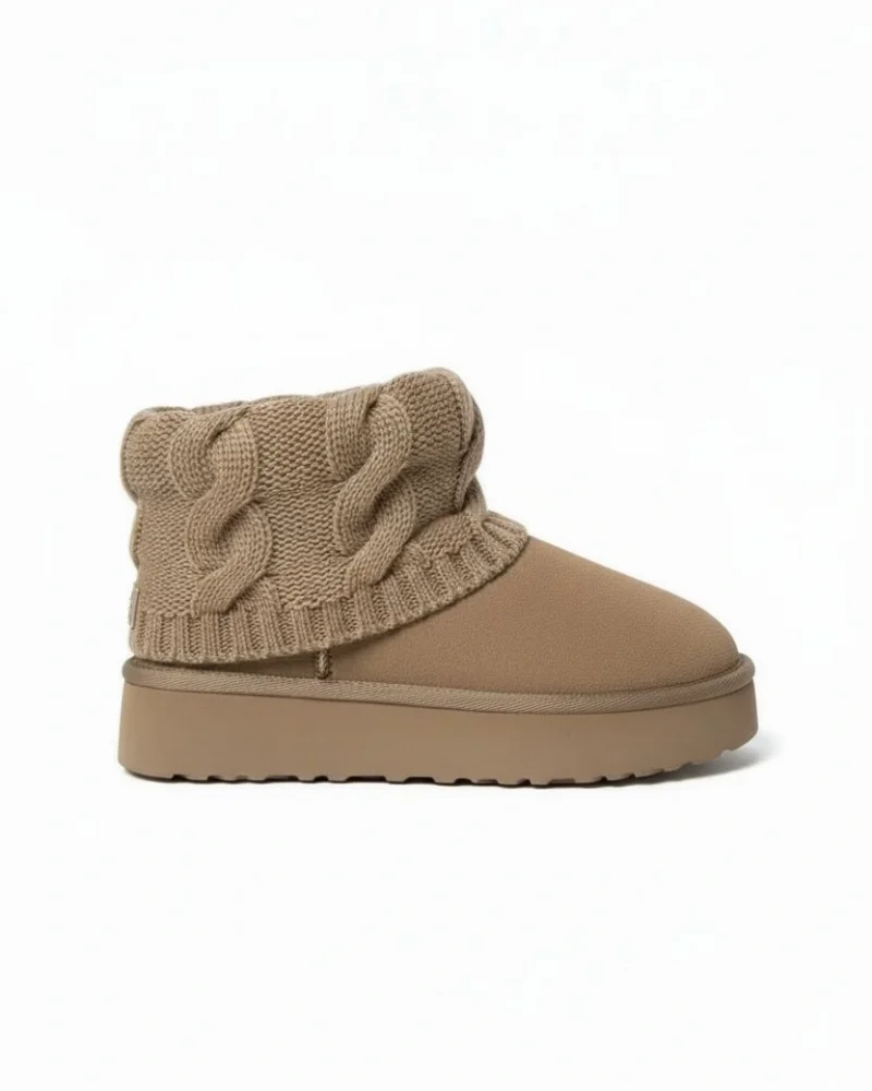 Suede Womens Boot with Sweater, Thick Sole and Fur Lining for Winter - Vizon