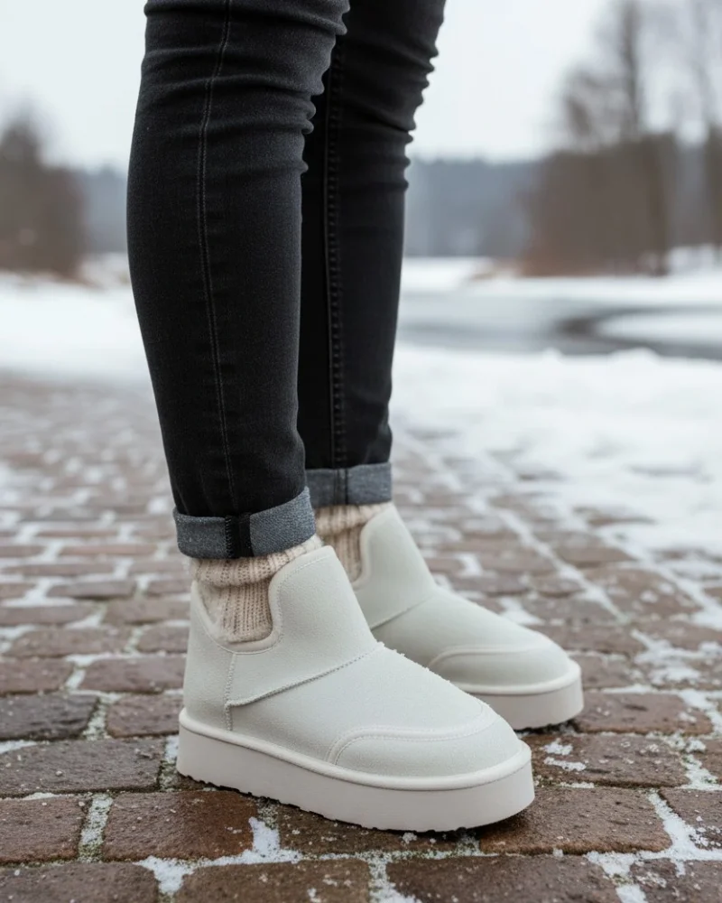 Lusso Thick Sole Winter Fur-Lined Womens Boot - Beige