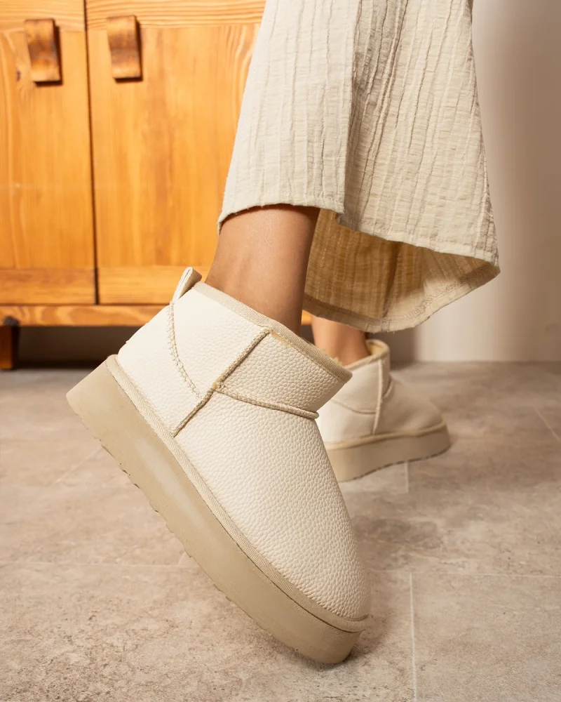 High Mini Classic Fur Lined Womens Boot - Beige