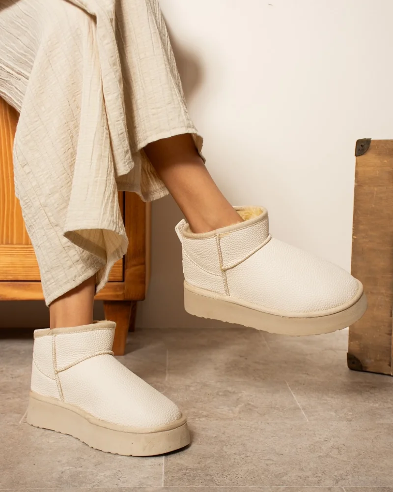 High Mini Classic Fur Lined Womens Boot - Beige