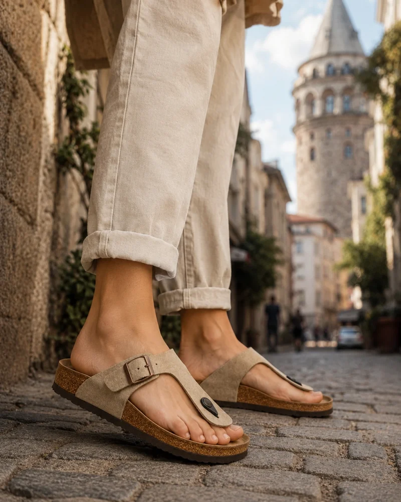 Parmak Arası Freistep Unisex Terlik – Krem