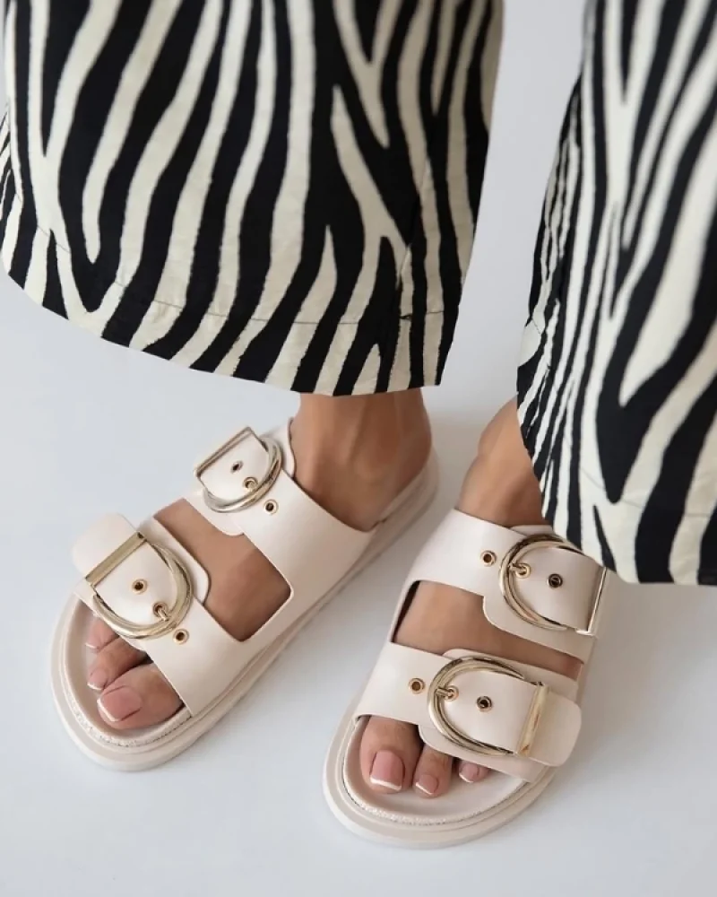 Samira Womens Sandals Beige – Non-slip Sole, Summer and Comfortable Orthopedic Model