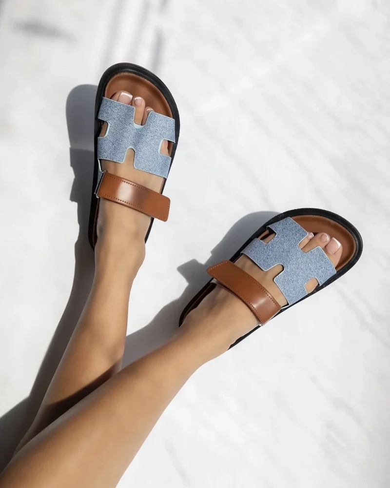 Blue Sarmes Womens Slippers - Non-Slip Sole, Comfortable Orthopedic Model for Summer and Winter Home Wear