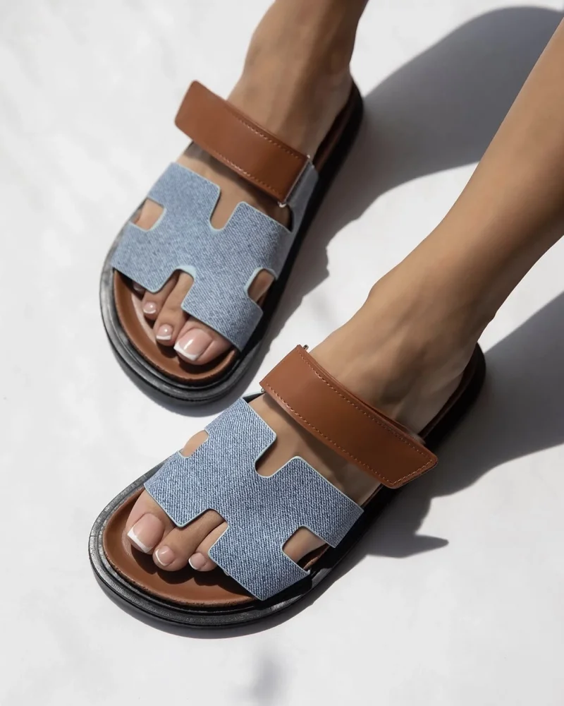 Blue Sarmes Womens Slippers - Non-Slip Sole, Comfortable Orthopedic Model for Summer and Winter Home Wear