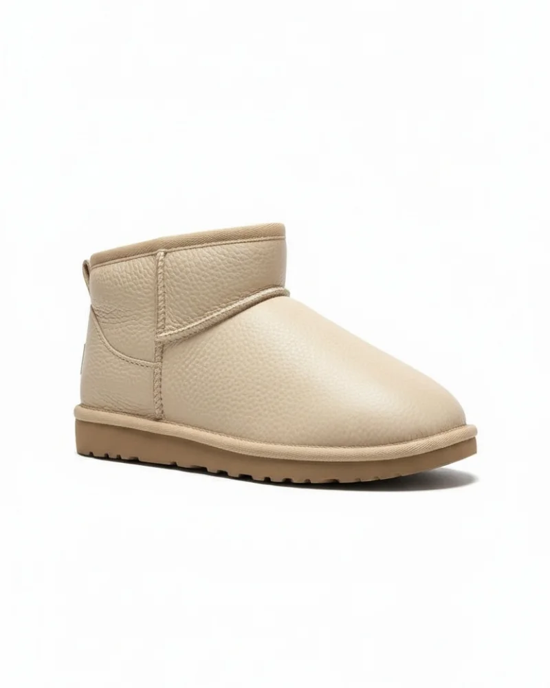 Ultra Mini Classic Suede Fur-Lined Womens Boot - Leather Beige
