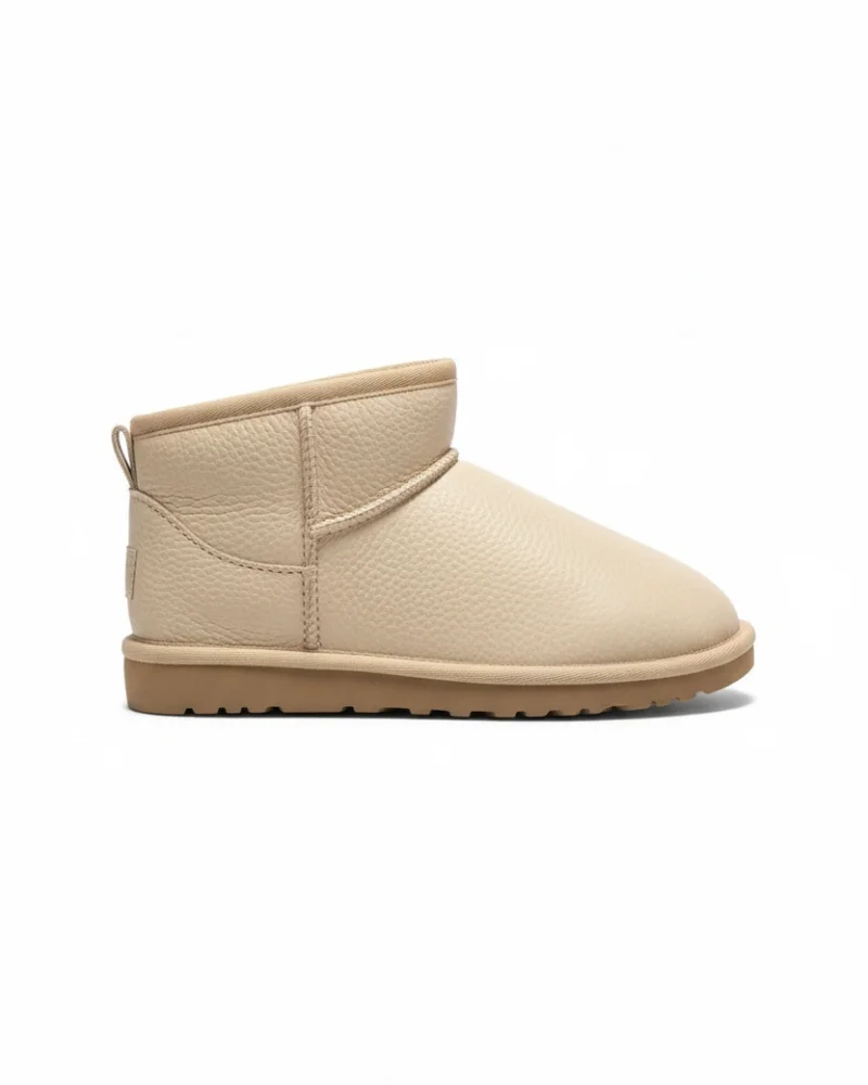 Ultra Mini Classic Suede Fur-Lined Womens Boot - Leather Beige