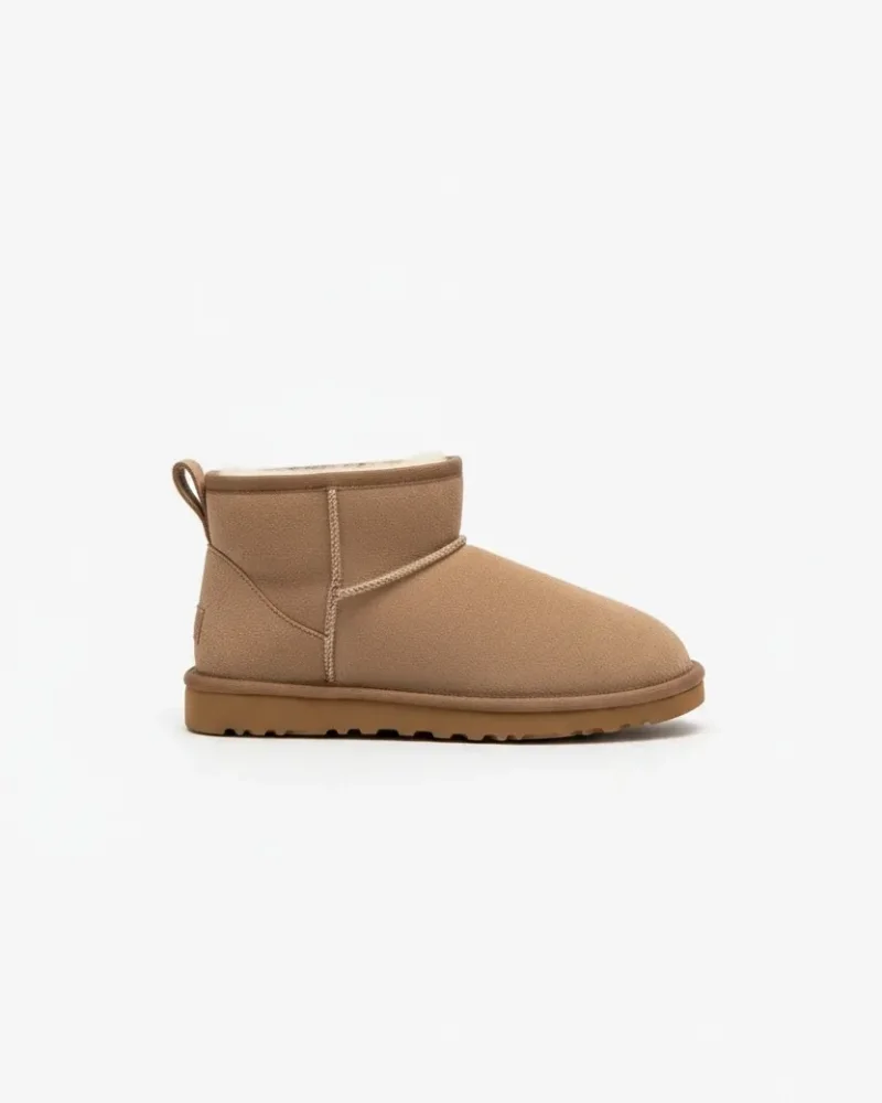 Ultra Mini Classic Suede Fur-Lined Womens Boot - Beige