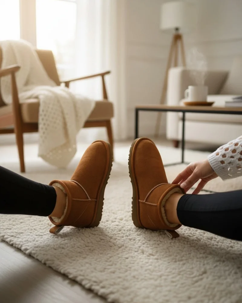 Ultra Mini Classic Suede Fleece-Lined Womens Boots - Tan