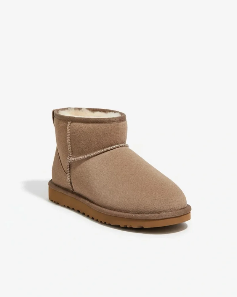 Ultra Mini Classic Suede Fur-Lined Womens Boot - Beige