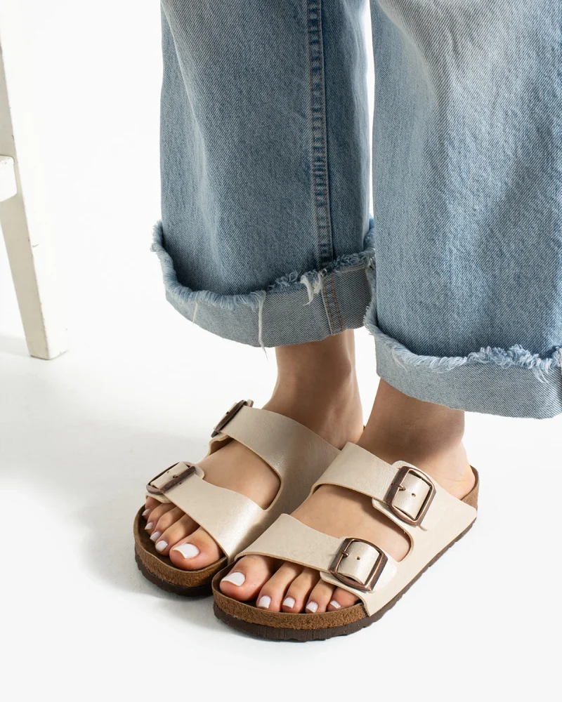 Çift Tokalı Fuga Comfort Unisex Terlik – Bej