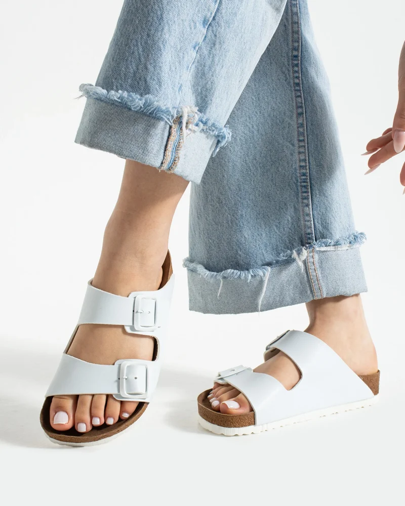 Çift Tokalı Fuga Comfort Unisex Terlik – Beyaz