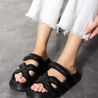 Kapitone Farmer Ev Dış Mekan Kadın Terlik – Siyah