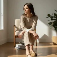 Burny Kadın Kemer Detay Kadife Babet Vizon