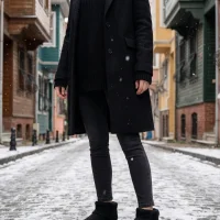 Kazaklı Süet Kalın Taban Kışlık İçi Kürklü Kadın Bot - Siyah