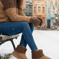 Kazaklı Süet Kalın Taban Kışlık İçi Kürklü Kadın Bot - Taba