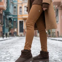 Kazaklı Süet Kalın Taban Kışlık İçi Kürklü Kadın Bot - Kahve