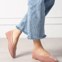 Roselle Süet Minimal Kadın Günlük Babet - Pudra