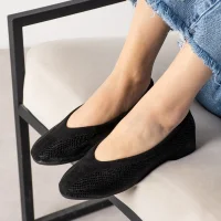 Roselle Süet Minimal Kadın Günlük Babet - Siyah