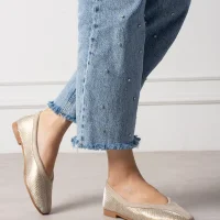 Roselle Süet Minimal Kadın Günlük Babet - Altın