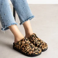 Arven Premium Örümcek Model Terlik - Leopar Kahve