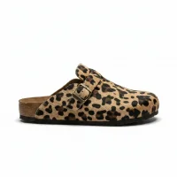 Doston Slippers Comfortable Sole, City Style - Leopard Coffee
