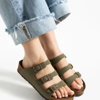 Womens 3-Buckle Anatomical Sole Sandals Comfortable Daily Summer - Khaki