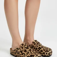 Doston Slippers Comfortable Sole, City Style - Leopard Coffee