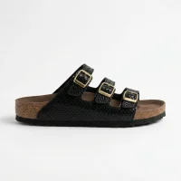 Luxe Womens Slippers 3-Strap Anatomical Sole Comfortable Stylish Slippers - Black