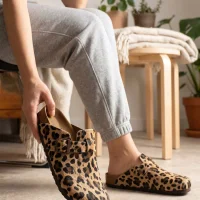 Doston Slippers Comfortable Sole, City Style - Leopard Coffee