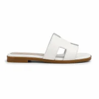 Palmira White Open Side Womens Slippers for Outdoor and Indoor Use