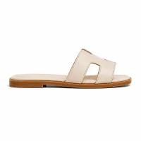 Palmira Beige Front Open Women Slippers for Outdoor and Indoor Use