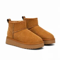 High Mini Classic Suede Fur-Lined Womens Boots - Tan