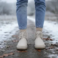 Lace-up Winter Suede Fur Lined Womens Boots - Beige