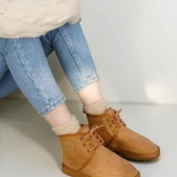 Bağcıklı Kışlık Süet İçi Kürklü Kadın Bot - Taba