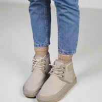 Lace-up Winter Suede Fur Lined Womens Boots - Beige