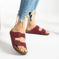 Terra Bordo Deri Tozu Günlük Terlik - Dikişli, Ortopedik, Konforlu