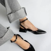 Edel Kadın Deri Topuklu Ayakkabı Parlak Siyah